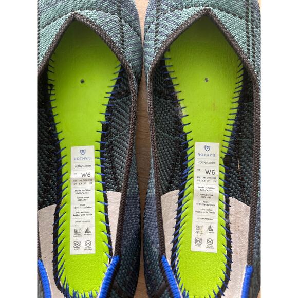 Rothy's The Flat Pine Plaid Knit Fabric Slip On Ballet Flats Women’s US 6 - Picture 6 of 9